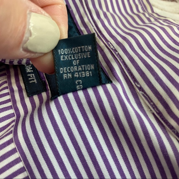 RALPH LAUREN Purple White Pinstripe Dress Shirt XL - Picture 6 of 7